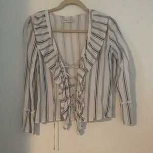 Roe + May white and blue striped top